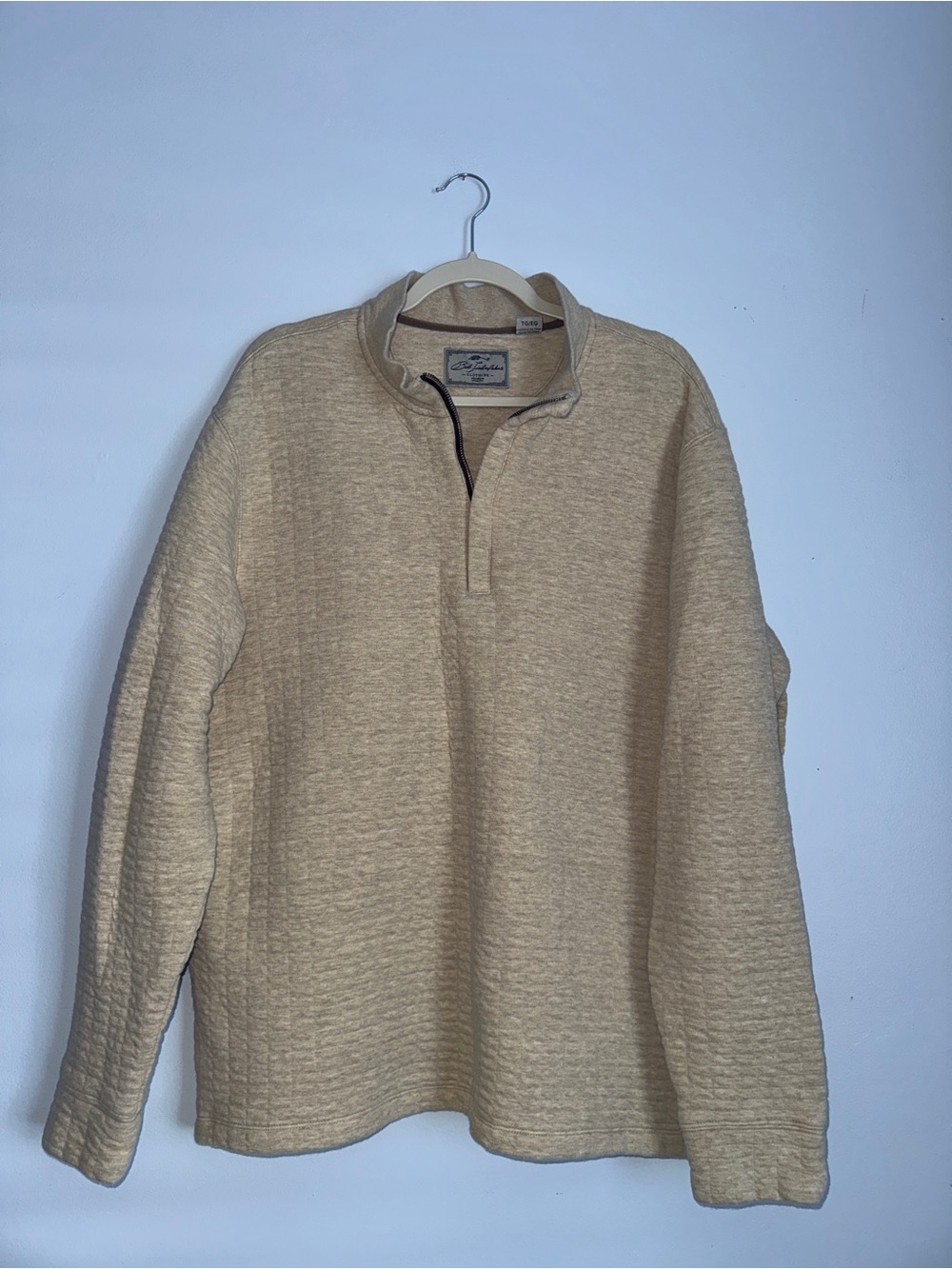 Men's Half-Zip Sweater Pullover in Cream